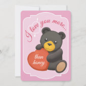 Valentines Flat Card Cute Black Bear Feestdagenkaart (Voorkant)
