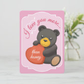Valentines Flat Card Cute Black Bear Feestdagenkaart (Staand voorkant)