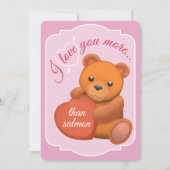 Valentines Flat Card Cute Brown Bear Feestdagenkaart (Voorkant)