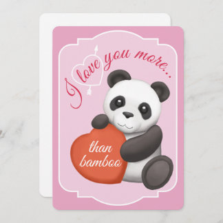 Valentines Flat Card Cute Panda Feestdagenkaart