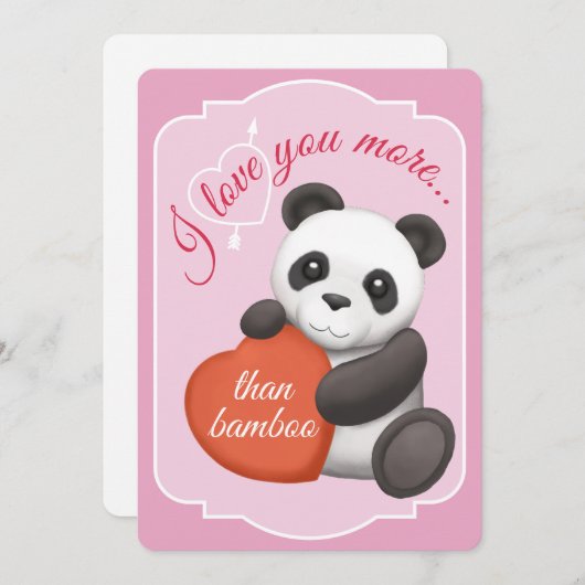 Valentines Flat Card Cute Panda Feestdagenkaart (Voorkant / Achterkant)