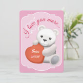 Valentines Flat Card Cute Polar Bear Feestdagenkaart (Staand voorkant)