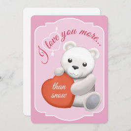 Valentines Flat Card Cute Polar Bear Feestdagenkaart