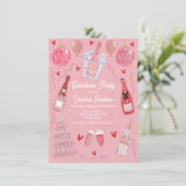 Valentine's Galentine's Day Champagne Party Pink Kaart (Staand voorkant)