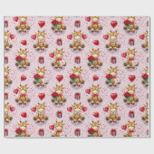 Valentine's Giraffes Wrapping Paper Cadeaupapier (Vlak)