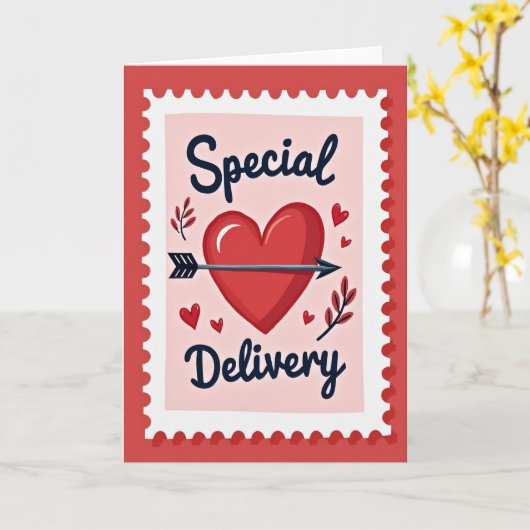 Valentines Heart Delivery Card Kaart (Gele Bloem)
