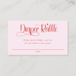 Valentines heart girl baby shower diaper raffle informatiekaartje