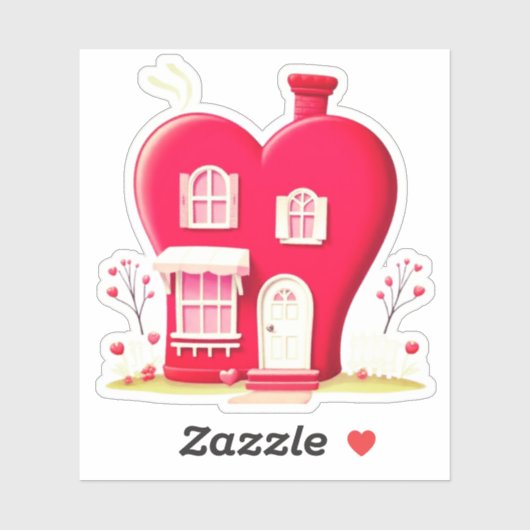 VALENTINES HEART HOUSE STICKER (Vel)