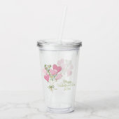 Valentine's Heart Pink and Green Heart Balloons Acryl Drinkbeker (Achterkant)