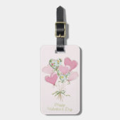 Valentine's Heart Pink and Green Heart Balloons Bagagelabel (Voorkant verticaal)