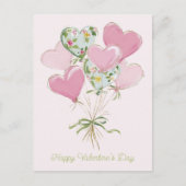 Valentine's Heart Pink and Green Heart Balloons Briefkaart (Voorkant)