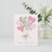 Valentine's Heart Pink and Green Heart Balloons Briefkaart (Staand voorkant)