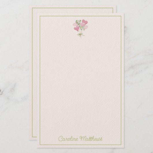 Valentine's Heart Pink and Green Heart Balloons Briefpapier (Voorkant / Achterkant)