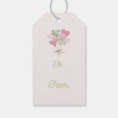 Valentine's Heart Pink and Green Heart Balloons Cadeaulabel (Achterkant)