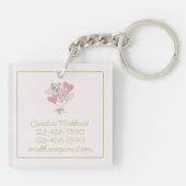 Valentine's Heart Pink and Green Heart Balloons Sleutelhanger (Achterkant)
