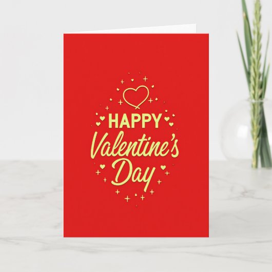 Valentines Hearts Gold Glitter Card Kaart (Voorkant)
