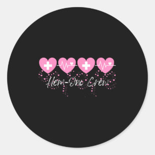 Valentines Hem Onc Crew Verpleegster Hematologie O Ronde Sticker