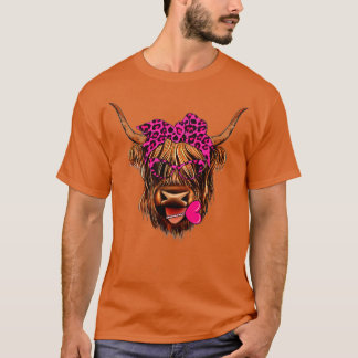 Valentines Highland Cow With Hearts Bandana And Gl T-shirt