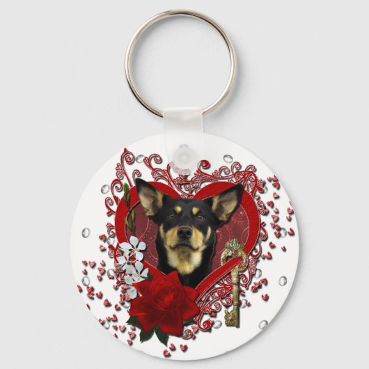 Valentines - Key to My Heart - Australian Kelpie Sleutelhanger (Voorkant)