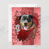 Valentines - Key to My Heart - Rottweiler Feestdagenkaart (Voorkant / Achterkant)