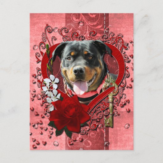 Valentines - Key to My Heart - Rottweiler Feestdagenkaart (Voorkant)