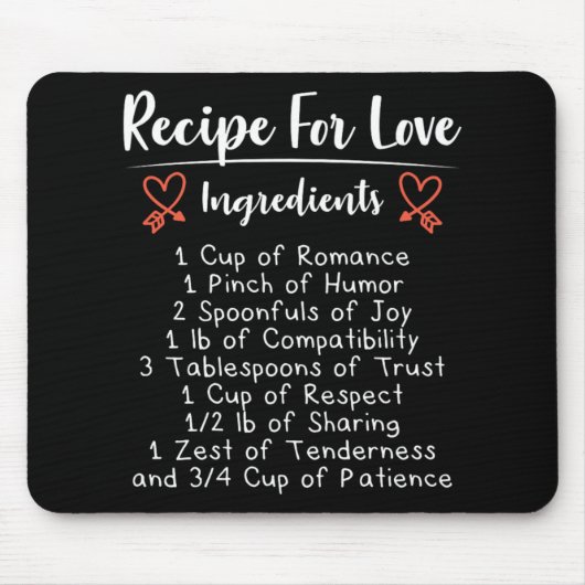 Valentines Love Poem Recipe For Love Romance Gift Muismat (Voorkant)