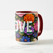 Valentine's Mug Floral Design Pattern Love Text Mok (Voorkant rechts)