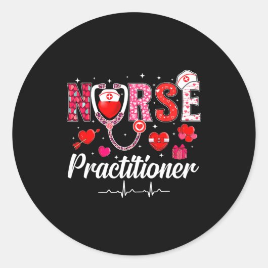 Valentines Nurse Practitioner Scrubs Nurse Life St Ronde Sticker (Voorkant)