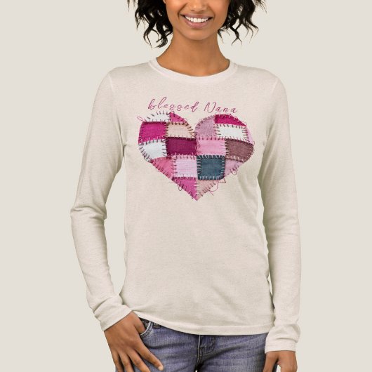 Valentine's Personalized Patchwork  Heart  Tri-Blend Shirt (Voorkant)