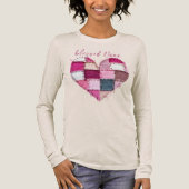 Valentine's Persoonlijke Patchwork Hart  Tri-Blend Shirt (Voorkant)