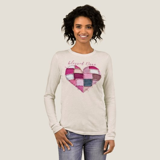 Valentine's Persoonlijke Patchwork Hart  Tri-Blend Shirt (Voorkant)