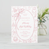 Valentines Pink Little Miss ONEderful 1st Birthday Kaart (Staand voorkant)