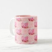 Valentine's Pink & White Coffee Mug With Initial Tweekleurige Koffiemok (Voorkant links)