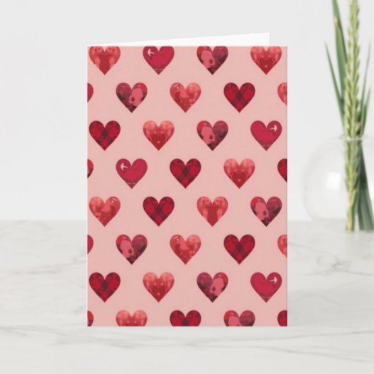 Valentines Plaid Hearts Card Kaart (Voorkant)