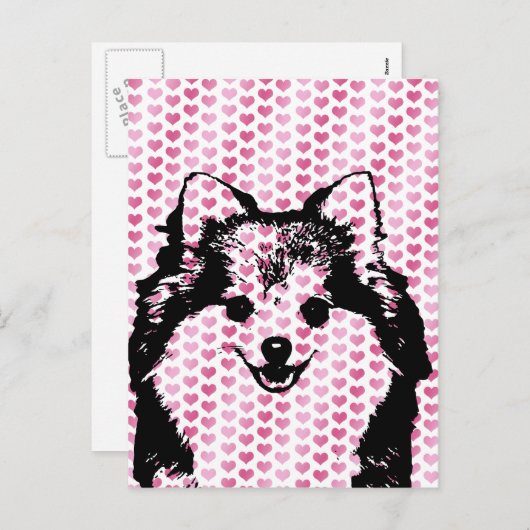 Valentines - Pomeranian Silhouette Feestdagenkaart (Voorkant / Achterkant)