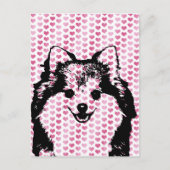 Valentines - Pomeranian Silhouette Feestdagenkaart (Voorkant)