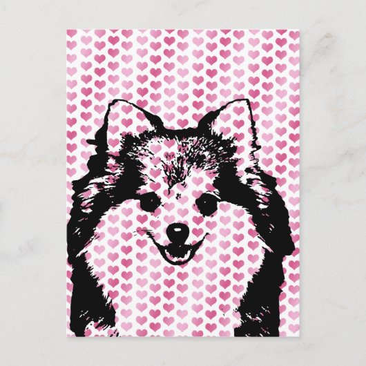 Valentines - Pomeranian Silhouette Feestdagenkaart (Voorkant)