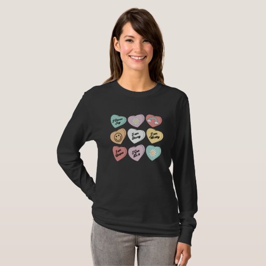 Valentines Positive Affirmations a Candy Conversat T-shirt (Voorkant volledig)