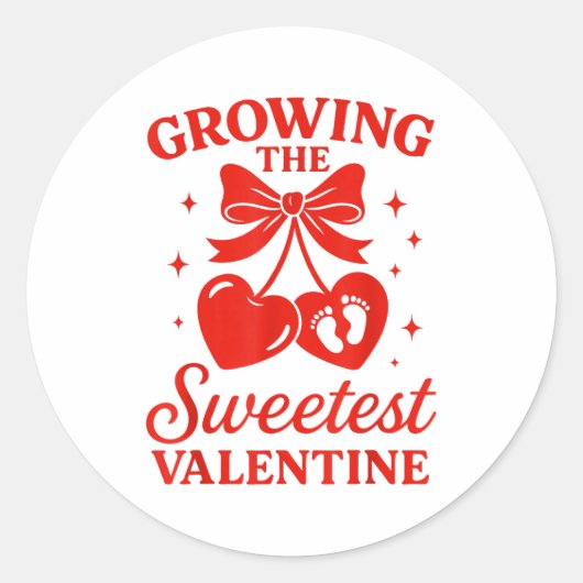 Valentines Pregnancy Announcement Growing Sweetest Ronde Sticker (Voorkant)
