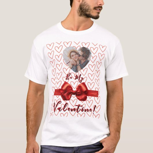 Valentines Red & Pink Customizable Photo T-Shirt (Voorkant)