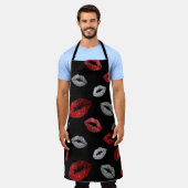 Valentines Red Silver Glitter Lips on Black  Schort (Gedragen)