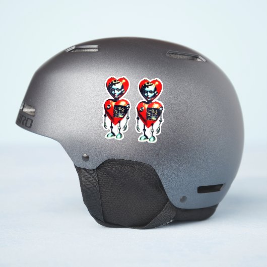 VALENTINES ROBOT STICKER (Helm Zijkant)
