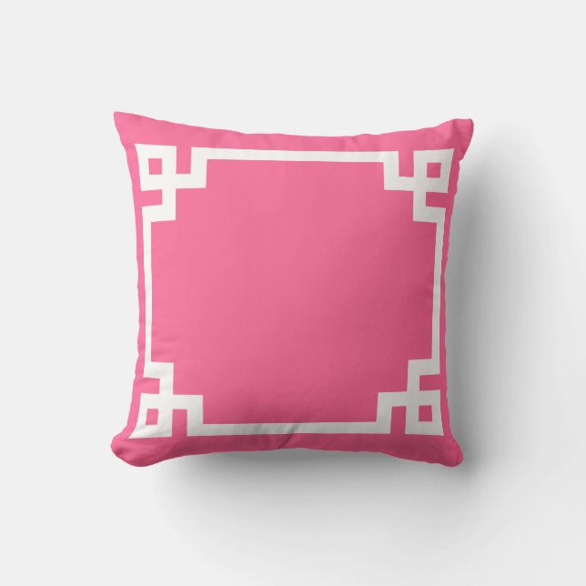 Valentines Roze Griekse Sleutel Kussen (Voorkant)