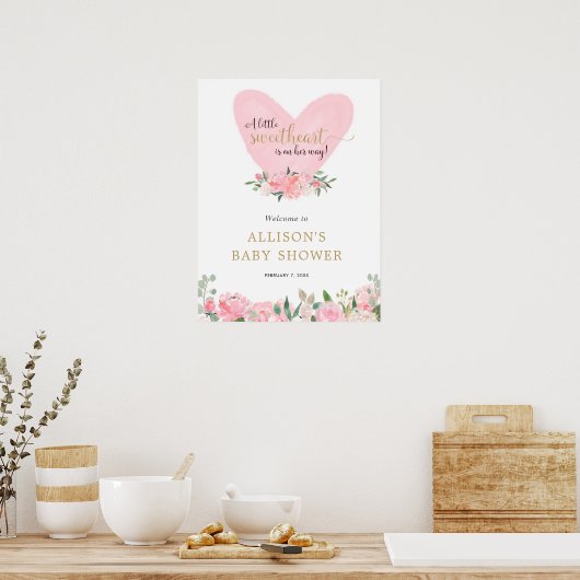 Valentines sweetheart baby shower welcome sign poster (Keuken)