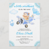 Valentines Sweetheart Blue Airplane Baby Shower Kaart (Voorkant)