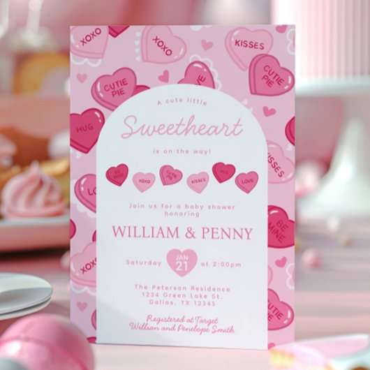 Valentines Sweetheart Candy Baby Shower Kaart