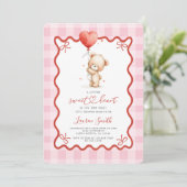 Valentines Teddy Bear Baby Shower Girl Kaart (Staand voorkant)