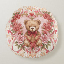 Valentine's ,Teddy Bear,Pink Love Heart and Flower
