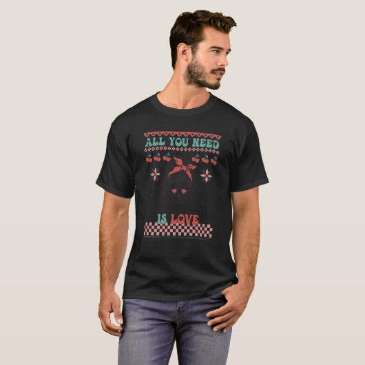 Valentines ter Ugly Skeleton All You Need Is Love  T-shirt (Voorkant volledig)