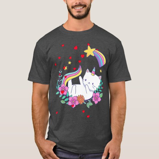 Valentines Unicorn Cat Kittycorn T-shirt (Voorkant)